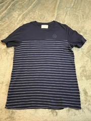 Sol Angeles Men’s Navy Stripe Wave T‑Shirt Size M NWT Coastal Style Cotton/Poly
