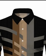 Men’s Geometric Pattern Button-Up Shirt Long Sleeve Black Brown Beige Gray