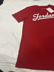 Nike Air Jordan Small MVP Flight Cursive Script T-Shirt Red FN5958-687 NWT