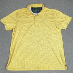 William Murray Polo Shirt Mens XL Yellow Geometric Golf Stretch Short Sleeve