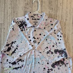 Greater Half Performance Stretch Polo Shirt Mens XL White Paint Splatter Golf