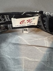 CK Original Design Elephant Print Button Shirt Men’s XXL Black White Camp