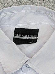 Vertical Sport Slim Fit Men’s Button Up Shirt M White Epaulets Zip Pocket Casual