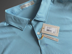 Peter Millar Featherweight Stripe Performance Polo Seaport Blue Men Size X Large