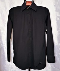 AUTHENTIC CIRCLE OF GENTLEMEN SOLID BLACK ORANGE MENS DRESS SHIRT US 16 EU 41