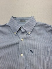 21 MEN Men Button-Up Medium Blue Heather 100% Cotton Long Sleeve China Work