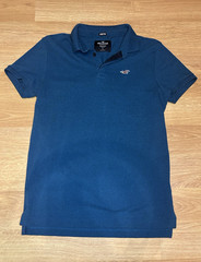 Hollister Epic Flex Stretch Blue Solid Short Sleeve Collared Logo Polo Men’s S