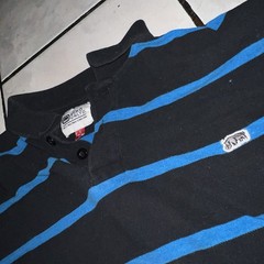 Ecko Unltd. Men’s Black/Blue Striped Short Sleeve Polo Shirt, Size M