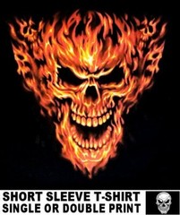 FLAMING EVIL GRINNING GOTHIC SKULL IN FLAMES HALLOWEEN HORROR STYLE T-SHIRT AB17