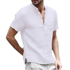 Men’s Work Clothes Half Open Collar Polo Fashion Loose Lapel Five Sleeve T-shirt