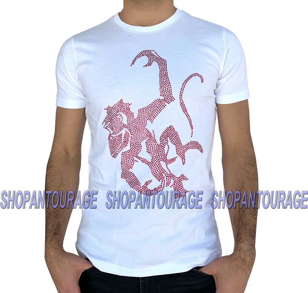 Red Monkey Crystal Monkey White RMT-04 New S/S Graphic Fashion T-shirt For Men