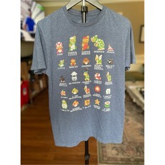 Nintendo Super Mario Pixel Characters Graphic Tee – Blue/Gray