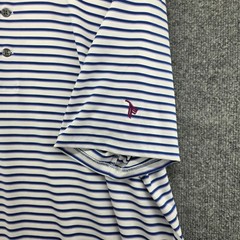 Greyson Mens XL Striped Performance Polo Shirt Blue Purple White Short Sleeve