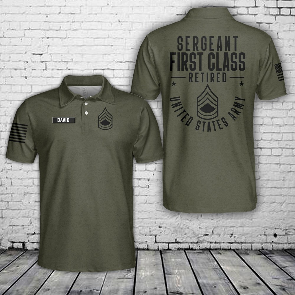 Custom Name US Army Sergeant First Class Retirement AOP SHirt Polo Shirt S-5XL