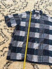 Brooks Brothers Blue Multi-Print Patchwork Short Sleeve Button Shirt Men Size XL