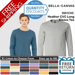 🔥 Bella + Canvas Men Heather Blend Cvc Long Sleeve T Shirt Up To 4XL 3501cvc