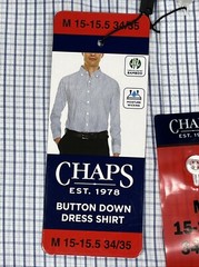 Chaps Regular Fit Button-Down Dress Shirt, Blue, Men’s Medium 15-15.5 34/35 NEW