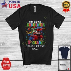 Custom Name 1st Grade Here I Come; Back To School T-Rex Boys Dinosaur T-Shirt