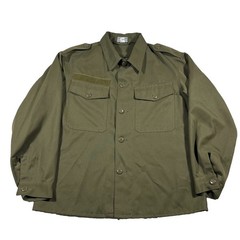 Vintage 1990 German Military Surplus Field Shirt Olive Green Large