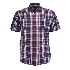 Falcon Bay Men’s Short Sleeve Button Down Navy Plaid Sport Shirt