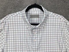 Gunner & Hook Polo Shirt Mens Large White Blue Check Golf Performance Stretch