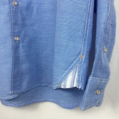 Tommy Bahama Mens Sand Check Linen Blend Shirt Large Blue Gingham Long Sleeve