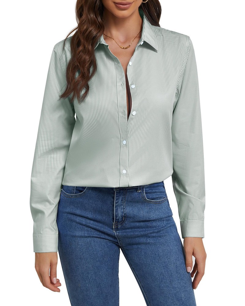 Womens Button Down Shirts for Long Sleeve Stretch Business Office Formal Work…
