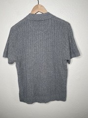 MBX Mens Grey Button-Up Polo Shirt Luxe Cotton Knit Short Sleeve Size Small