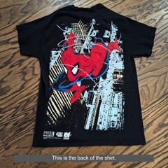 Huf Spider Man Swinging SHIRT (Medium) 19×27.5 Marvel Super Hero