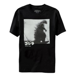 Godzilla T-Shirt Men’s Black and White Photo 1954 Design Short Sleeve Tee (L)