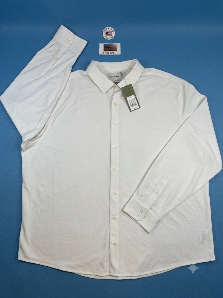 NEWGoodfellow & Co Long Sleeve Button Down Mens Casual Shirt True White Size XXL