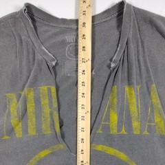 Nirvana Smiley Face Oversized Grunge Tee Gray Distressed Streetwear 1X 2X