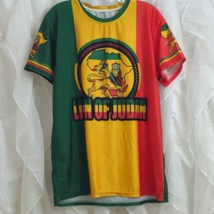 Lion of Judah Men’s Graphic Print Shirt Red Green Gold Short Sleeve Rastafari