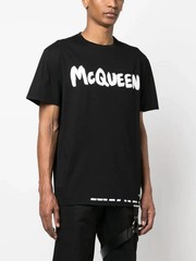 Alexander McQueen Authentic Graffiti Logo-print Black Cotton T-shirt