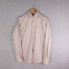 Eton Mens Contemporary Fit Plaid Button Down Shirt Orange Blue 16/41