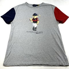 Ralph Lauren Polo Bear T-Shirt Large Red Blue Colorblock Classic Comfy City USA