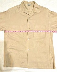 Pilgrim Men’s Loop Collar Beige Button-Up Long Sleeve Point Collar Shirt Medium