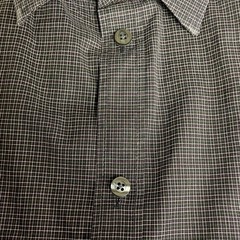 Theory Kyson Micro Checked Button Down Cotton Dress Shirt Purple Black Sz LG
