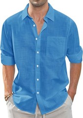 2025 Summer Linen Shirt Men’s – Breathable Long Sleeve Beach Casual Button Up