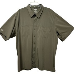 Dickies Men’s 3XL Performance Button-Up Work Shirt Short Sleeve Green
