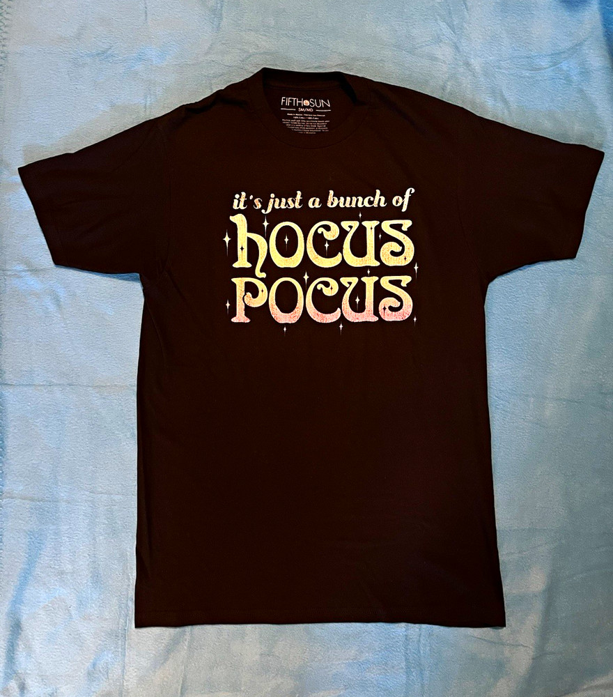 FIFTH SUN Hocus Pocus Graphic Tee Crew Neck Black Halloween Men Regular SM/MD