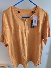 Buffalo David Bitton Men’s Solid Orange Cotton Jersey Henley T-Shirt XL