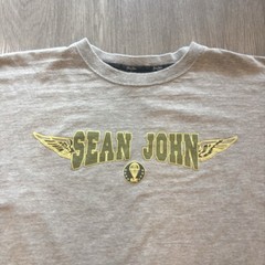 Vintage Sean John Mens Gray Long-Sleeve T-Shirt Size XXL 2XL Double Sided