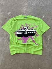 Hellstar Studios Path To Paradise Jesus Tee Neon Green Purple Pink Splat Cross