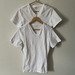 Spanx Men’s White Sculpt Compression Cotton Undershirt V-Neck Medium