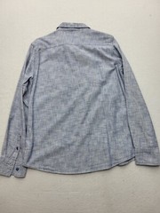 21 MEN Men Button-Up Medium Blue Heather 100% Cotton Long Sleeve China Work