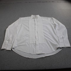 Vintage Christian Dior Tuxedo Shirt Men 16.5 34/35 White Pleated Band Collar USA