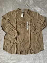Duluth Trading Co Free Swingin Flannel Shirt Mens XXL 2XL Solid Brown Tan NWT