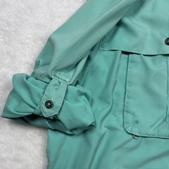 Magellan Fishing Shirt Mens 3XL Teal Houndstooth Aransas Pass Vented Wicking