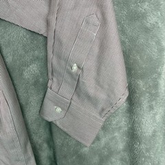 NWT Hart Schaffner Hidden Button Down Shirt 17/34 Red White Non-Iron Herringbone